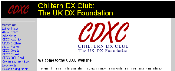 Screenshot of the CDXC website