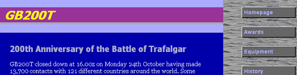 Screenshot of the GB200T website
