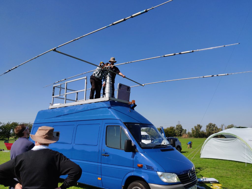 Van with aerial on top